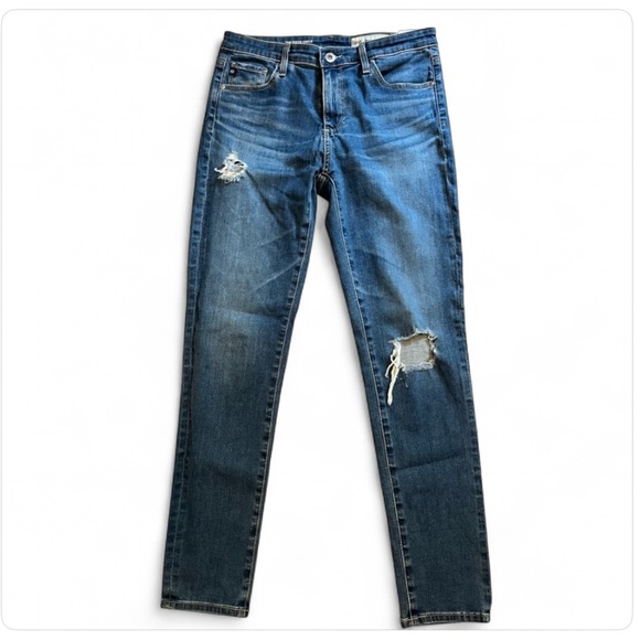 AG Adriano Goldschmied Jeans Womens 27R Stevie Ankle Slim Straight Distressed - Picture 1 of 9